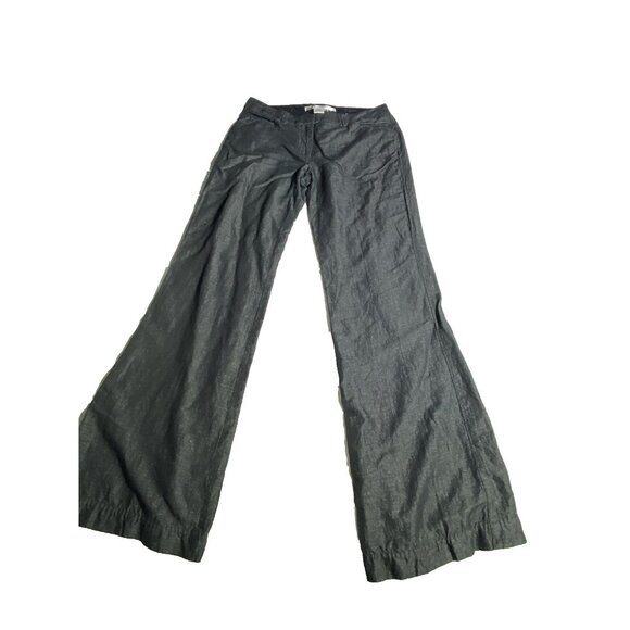 Max Studio Heather Gray Size 6 Cotton Linen Blend Wide Leg Boot Pants - Picture 9 of 10